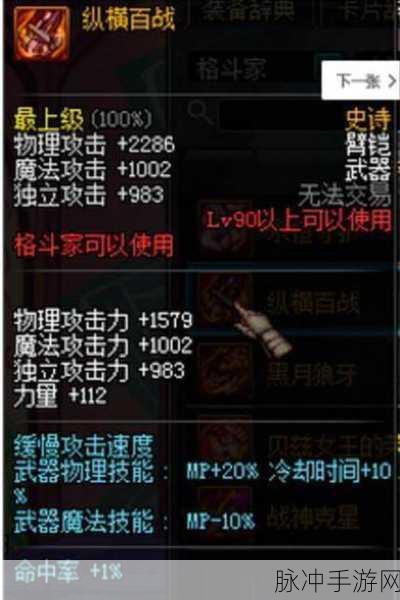 DNF 100级圣职者史诗武器深度剖析，属性特性与战力提升全览