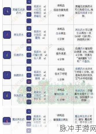 泰拉瑞亚,全面解析探测药剂的制作方法与使用技巧