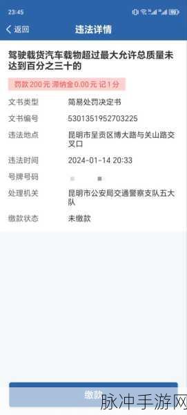 12123交管违章查询攻略,手游玩家的出行助手