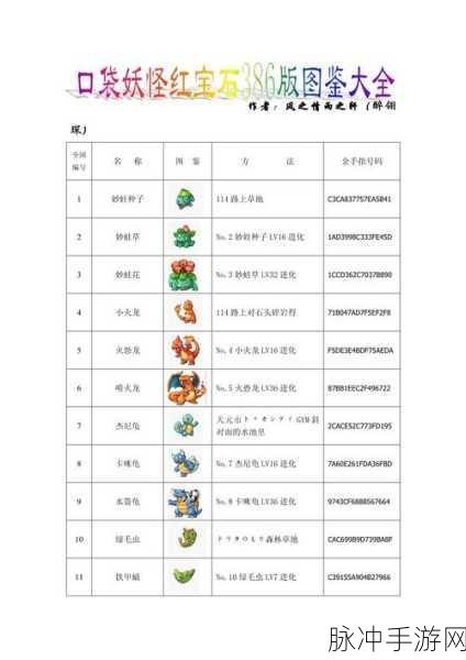 口袋妖怪红宝石386金手指代码全攻略
