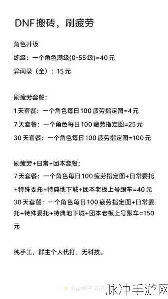 DNF手游搬砖全攻略,高效方法与详细数据解析