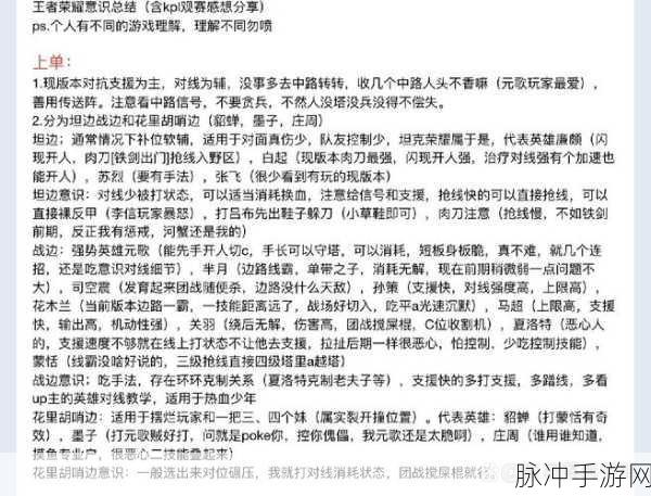 王者荣耀中的意识深度解析，全面攻略助你培养与提升