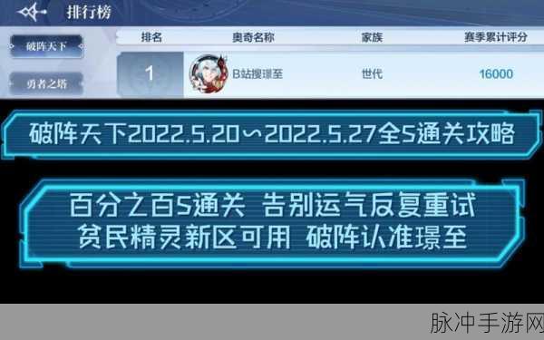 奥奇传说手游破阵天下第六期全面攻略，解锁胜利的关键步骤