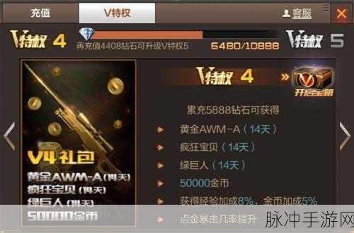 CF手游充值攻略,解锁VIP4的详细数据与福利解析