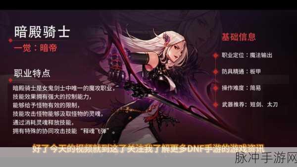 2025年DNF手游热门职业深度剖析，黑暗君主技能重做与全新玩法大揭秘