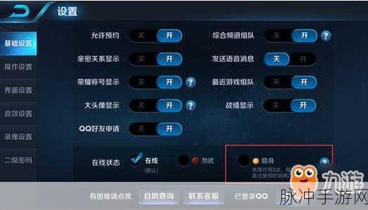 王者荣耀，全面解析如何设置及利用隐身功能