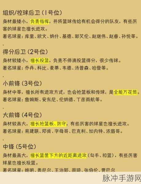 街头篮球手游攻略，深度解析小前锋与大前锋的区别