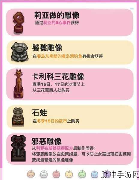 星露谷物语全攻略,揭秘隐藏雕像位置,探索所有隐秘角落指南