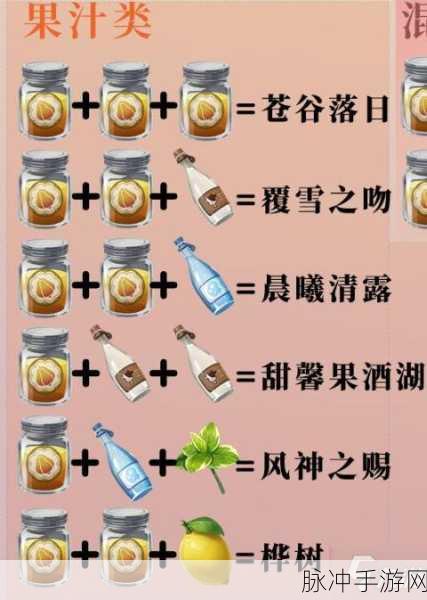 原神曲生酌微梦果汁类配方全攻略