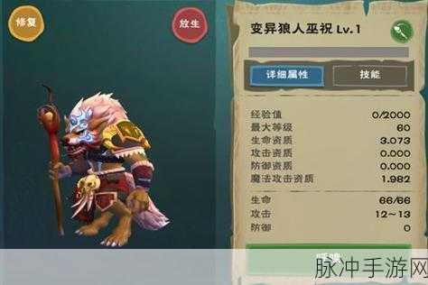 创造与魔法狼人巫祝深度解析，揭秘技能奥秘与实战应用