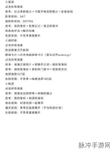 世界之外密室综艺易遇结局达成全攻略