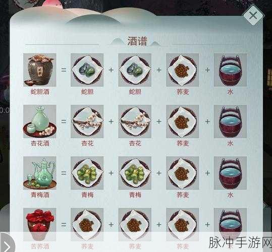 江湖悠悠酒谱配方大全,从此酿酒不求人