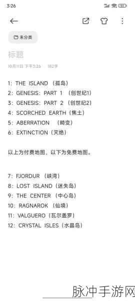 方舟生存进化,深入剖析岛上各地图的生存与进化体验
