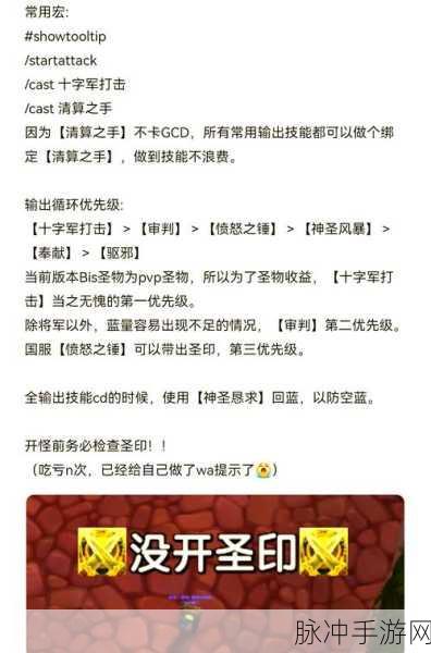 魔兽世界WLK惩戒骑养成全攻略,解锁升级雕文的奥秘