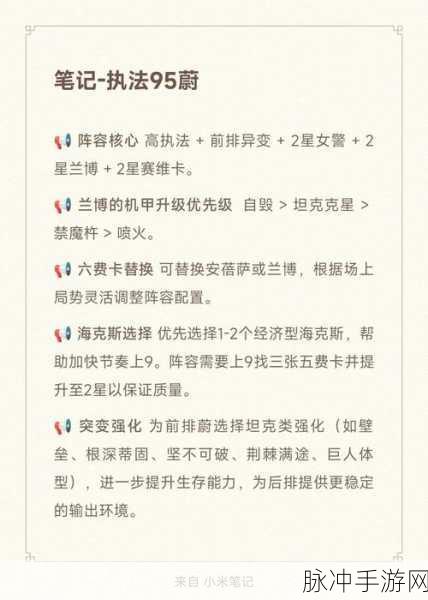 金铲铲之战深度攻略,名流执法蔚阵容详解与玩法指南