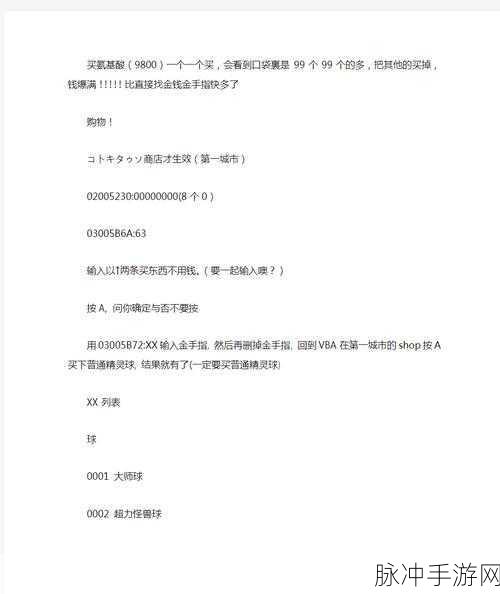 口袋妖怪银版快速升级金手指使用全攻略
