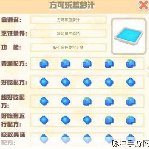 宝可梦大探险食谱配方合集分享，全新美食DIY指南详解