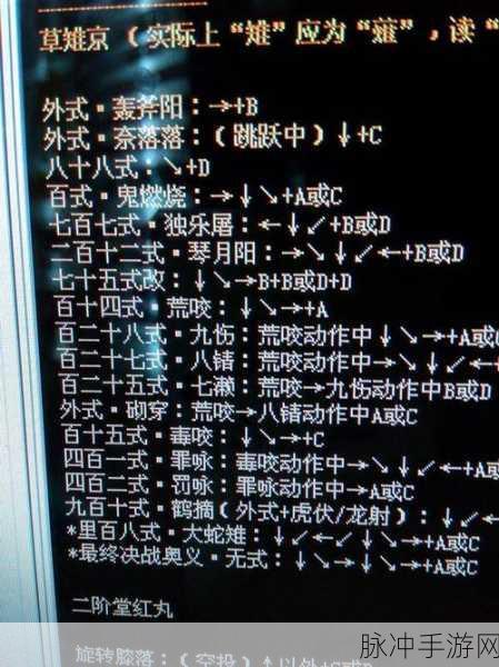 拳皇97风云再起,蔡宝健出招秘籍与实战攻略