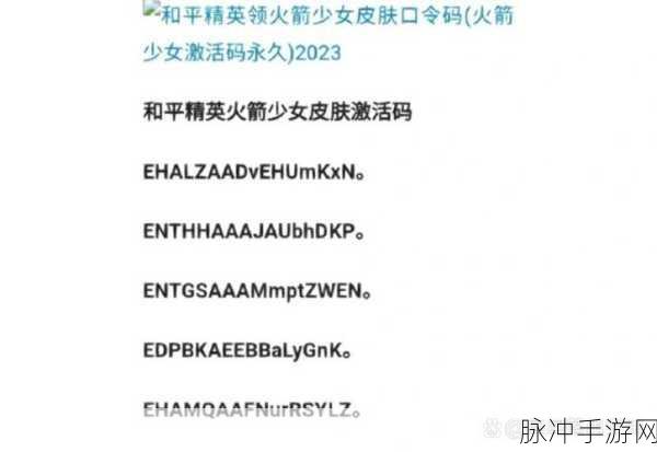 和平精英火箭少女兑换码全攻略，解锁稀有皮肤的秘密