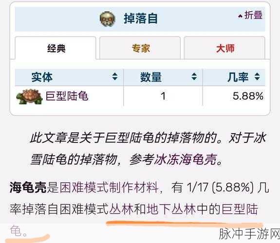 泰拉瑞亚手游攻略,揭秘海龟壳的获取之道