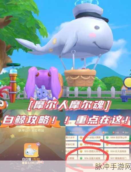 摩尔庄园手游攻略，探寻白白鲸的垂钓秘境与刷新时间详解