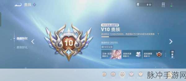 王者荣耀贵族10，解锁顶级游戏特权与豪华福利