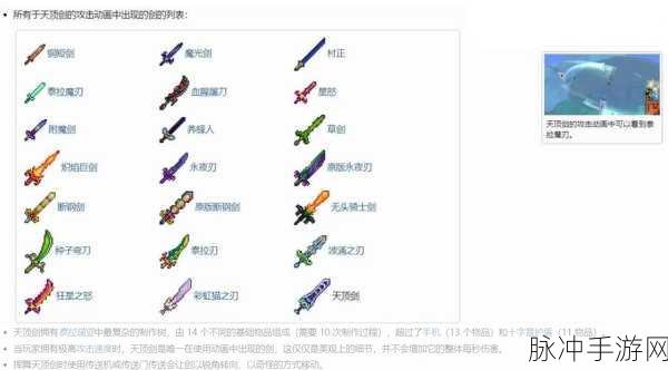 泰拉瑞亚探险指南，解锁终极神器——天顶剑合成表深度解析