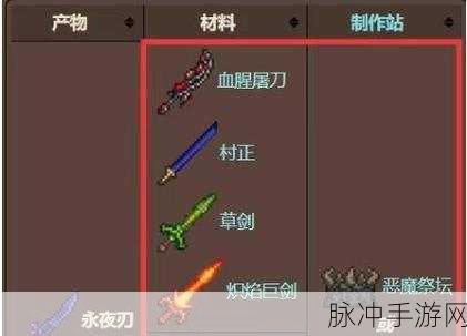 泰拉瑞亚手游攻略,揭秘猎鹰之刃的合成与获取之道