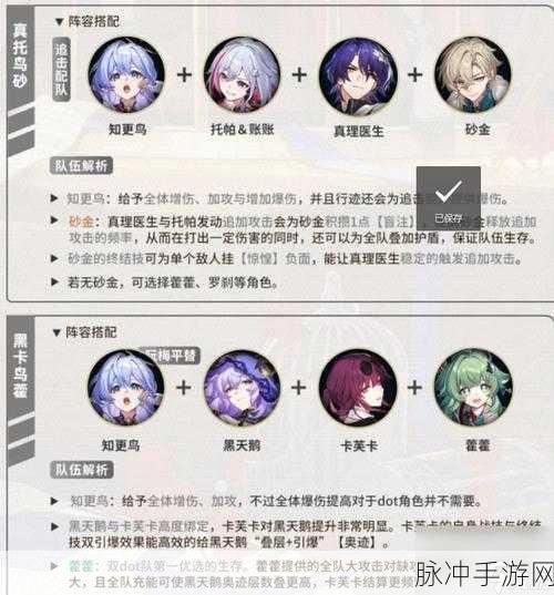 崩坏星穹铁道辅助角色适配阵容全解析